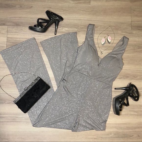 Crystal Doll Pants - NWT Crystal Doll sparkly silver jumpsuit